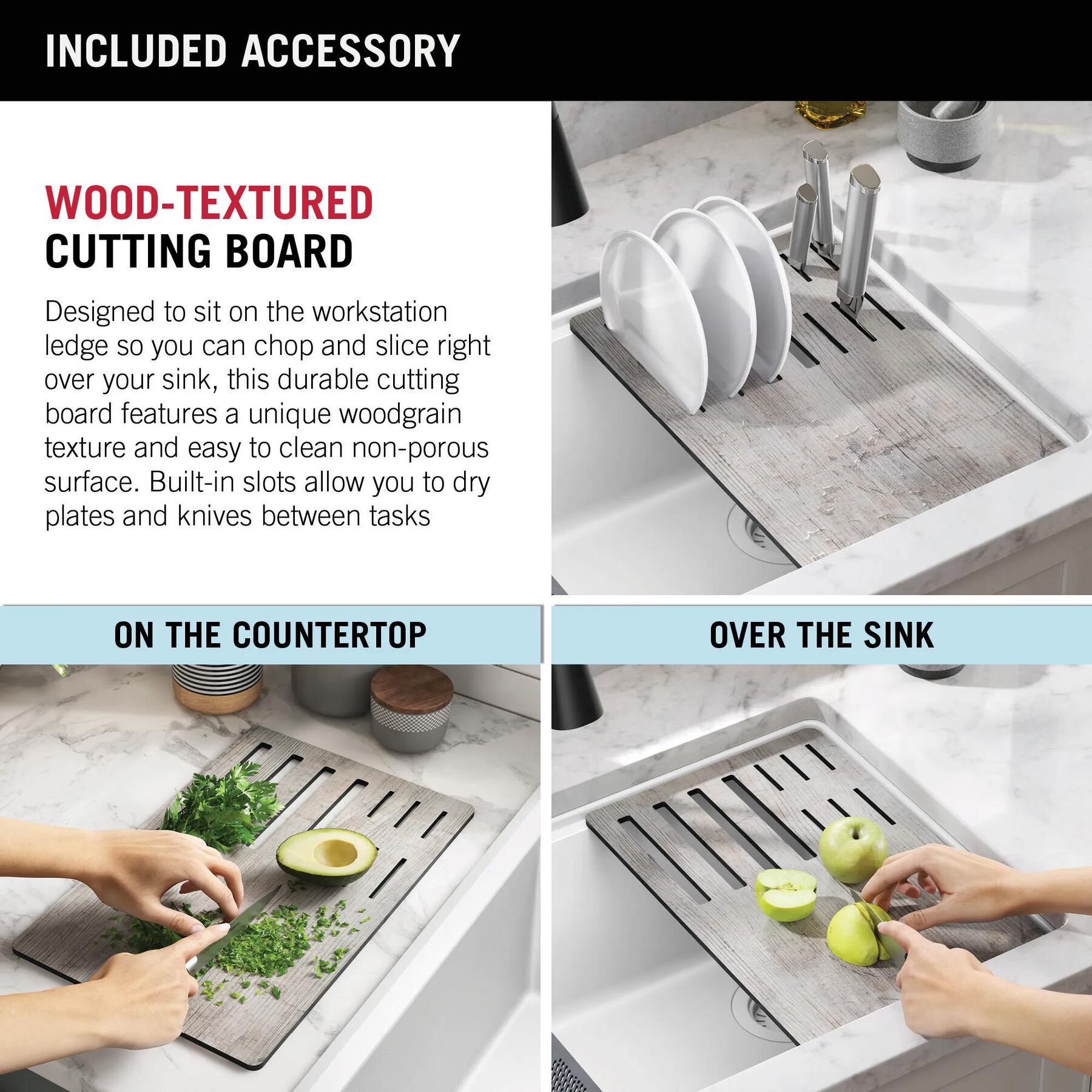 32&rdquo; Granite Composite Workstation Kitchen Sink Undermount Single Bowl with WorkFlow&trade; Ledge and Accessories